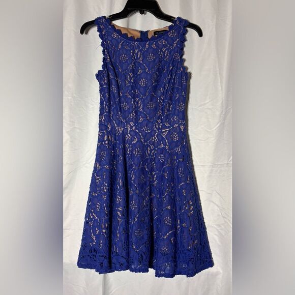 Elegant Blue Jodi Kristopher Sleeveless Round Neck Lace Dress EPC Women’s Size 5 - Picture 2 of 4